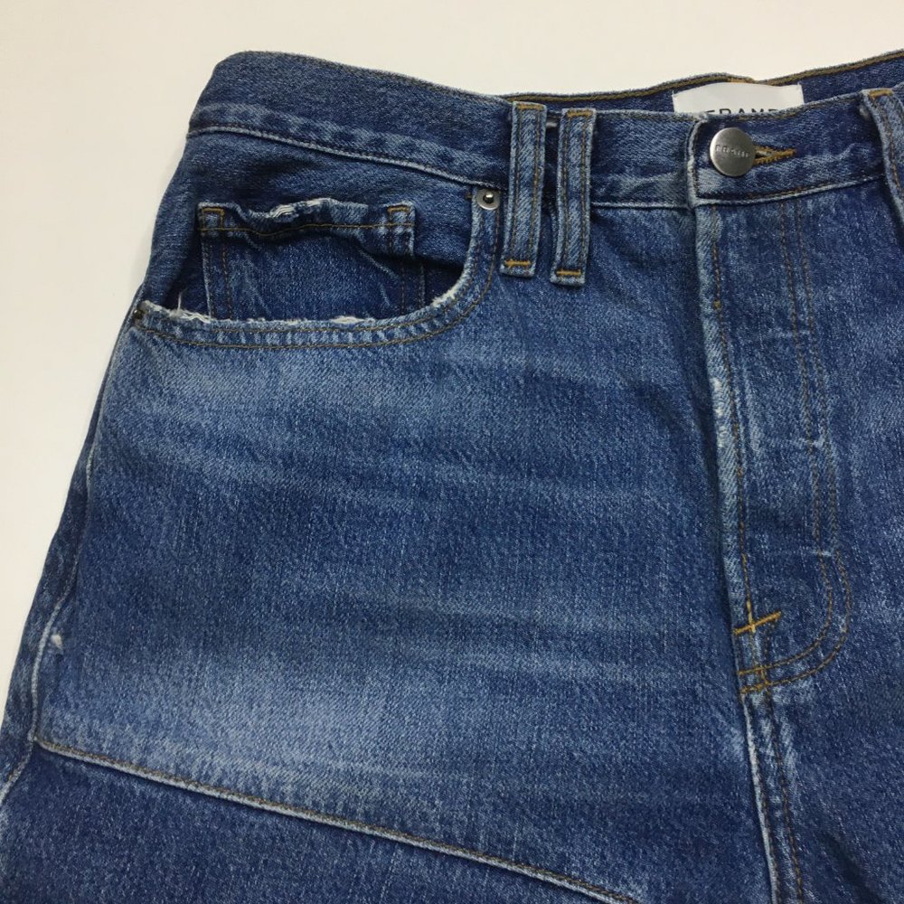 Frame Le Original Patchwork Distressed Button Fly… - image 6